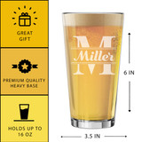 Custom Personalized 16 oz Pint Glass - Engraved with Any Name or Initial