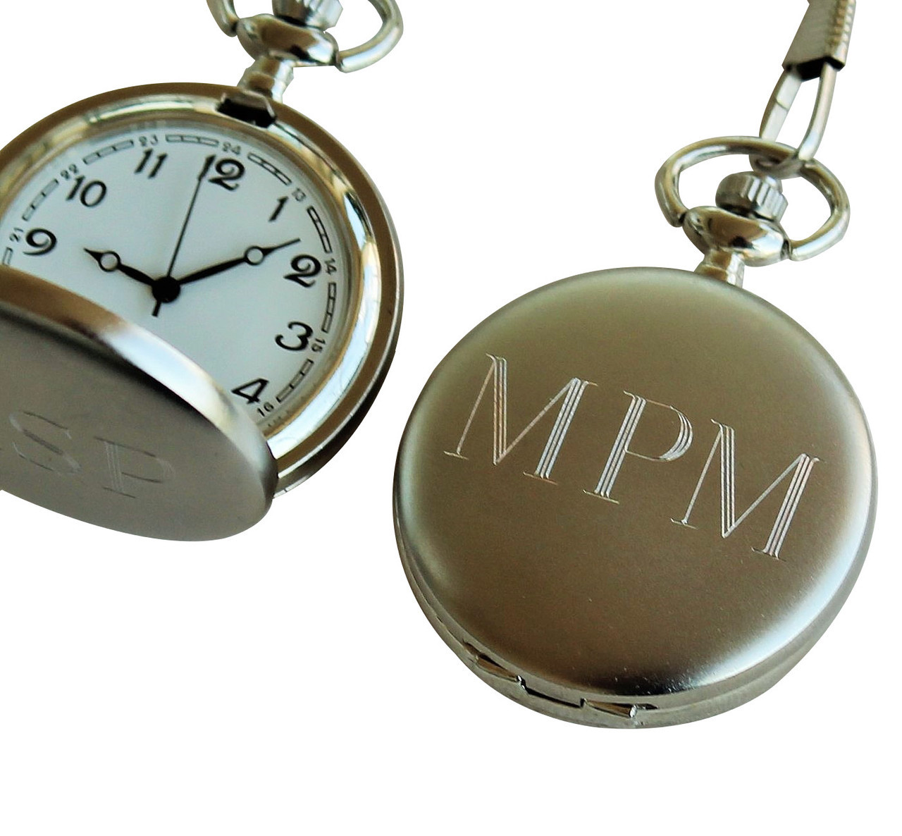 Personalized Brushed Silver Pocket Watch Groomsmen gift, pocket