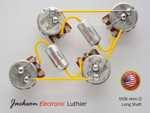 Les Paul Wiring Harness Custom by JEL 550k VIPots Centralab Spec LONG .022 uF Custom PIO Capacitors