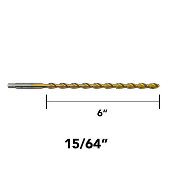 6-inch long 15/64" High Helix Drill Bit, Titanium Nitrate Coated (1 Each)