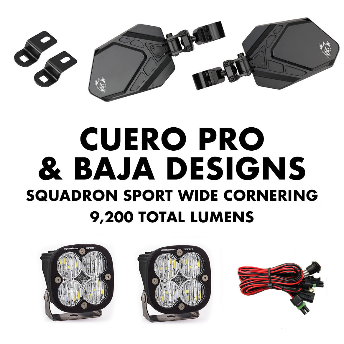 ディメンションゼロ　ホリプパセット Cuero Pro Mirror Light Combo In Black | Chupacabra Offroad | S3