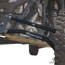 Polaris RZR Turbo R Billet Aluminum High Clearance Radius Rods, black S3 Power Sports radius rods installed on the rear suspension of a Polaris RZR Turbo R. - S3 Power Sports