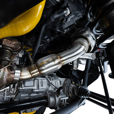 Evolution Powersports Can-Am Maverick R Racing Shocker Electric Side-Dump Down Pipe With Bullet Muffler Evolution Powersports Can-Am Maverick R Racing Shocker Electric Side-Dump Down Pipe With Bullet Muffler