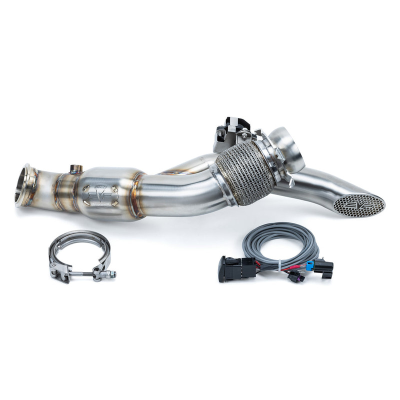 Evolution Powersports Can-Am Maverick R Racing Shocker Electric Side-Dump Down Pipe With Bullet Muffler Evolution Powersports Can-Am Maverick R Racing Shocker Electric Side-Dump Down Pipe With Bullet Muffler