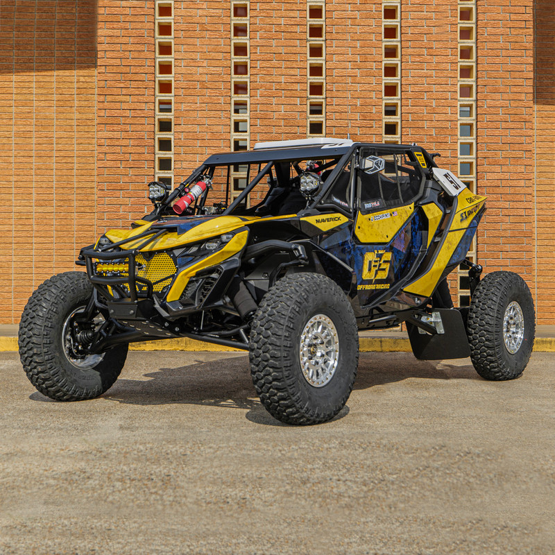 Can-am maverick r 2024用の取り付けキット 軽量 低位置 黒いブラケット 金属製のヘッドライト 新品 2024 + Can-Am Maverick R Amp front winch bumper
