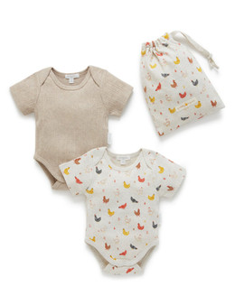 Chooks Print 2 Pack Bodysuit