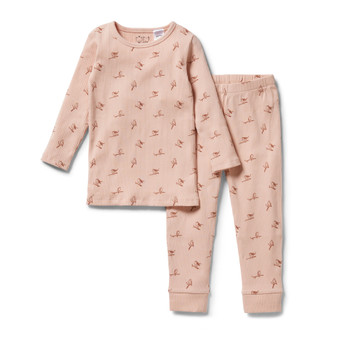 Cameo Rose OrganicRib Long Sleeve Pyjamas