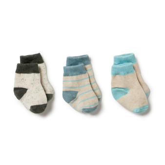 Oatmeal / Nimbus Cloud / Dijon Organic 3 Pack Baby Socks