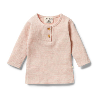 Peony Fleck Organic Waffle Henley Top