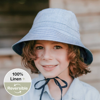 'Explorer' Kids Reversible Classic Bucket Hat - Charlie/Indigo