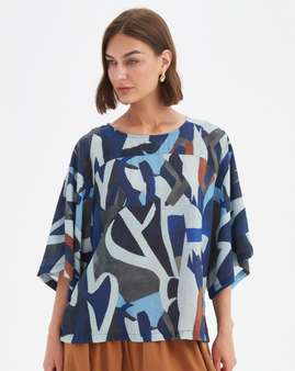 Wide Sleeve Print Top