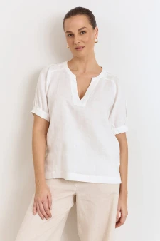 Harrie Pleated Linen Top