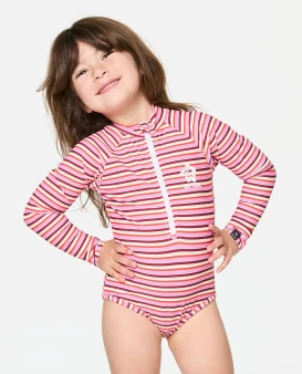 Sunset Stripe Long Sleeve Surfsuit - Kids