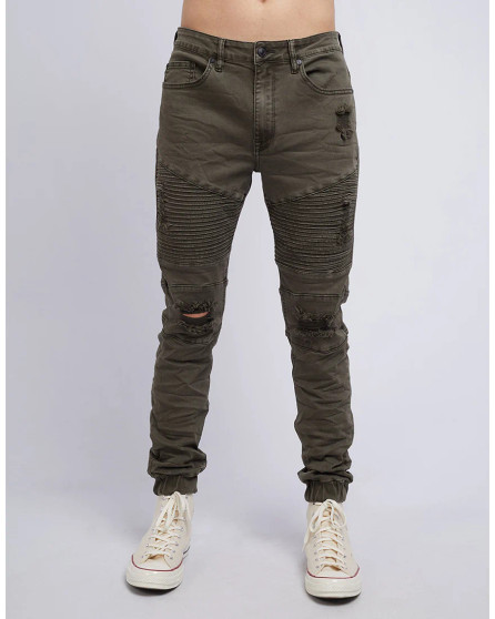 Strung Out Moto Cuffed Jean - Khaki