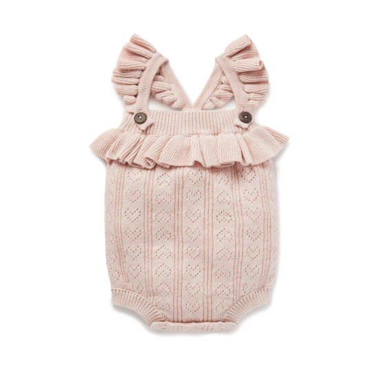 Pink Heart Knit Romper