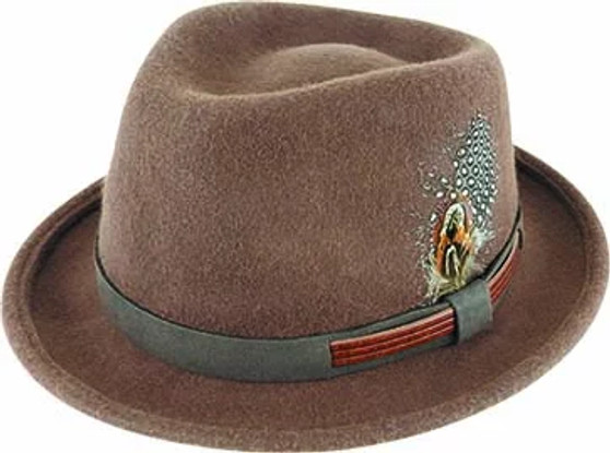 Dennis - Wool Felt Fedora/ leather band /feather Dennis - Wool Felt Fedora/ leather band /feather