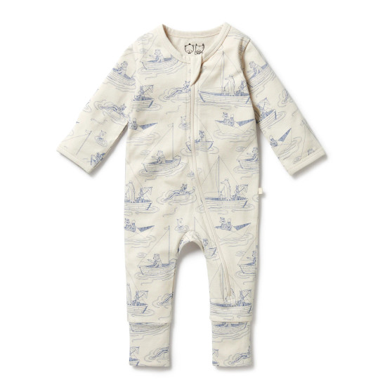 Sail away Organic Zipsuit With Feet