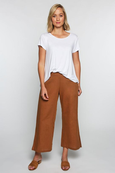 Camille Elastic Waist Pant - Chocolate