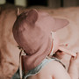 'Roamer' Baby Reversible Teddy Flap Sun Hat - Rosa/Flax