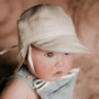 'Roamer' Baby Reversible Teddy Flap Sun Hat - Rosa/Flax