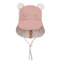 'Roamer' Baby Reversible Teddy Flap Sun Hat - Rosa/Flax