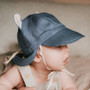 'Roamer' Baby Reversible Teddy Flap Sun Hat - Steele/Flax