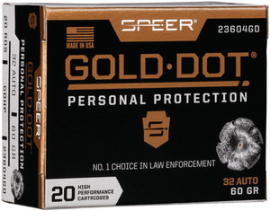 Speer Gold Dot 32 Acp 60gr - Gdhp 20rd 10bx/cs