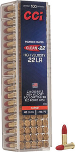 Cci Clean 22lr 40gr Red Poly - Rn 1235fps  100rd 50bx/cs
