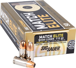 Sig Ammo 9mm 115gr Elite - V-crown Compitiion 50rd 10bx/c