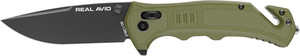 Real Avid Rav-4 Knife Assisted - Folding 3.25" Bld Green Nylon