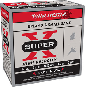 Winchester Super-x 12ga 2.75" - 1-1/4oz #4 1450fps 25rd 10bx/c