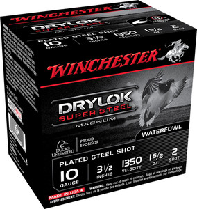 Winchester Drylok 10ga 3.5" - 1-5/8oz #2 1350fps 25rd 10bx/c