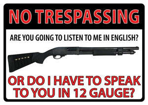 Rivers Edge Tin Sign 12"x17" - No Trespassing 12 Gauge