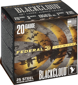 Federal Black Cloud 20ga 3" - 1oz #2 1350fps 25rd 10bx/cs