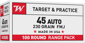 Winchester Usa 45 Acp 230gr - Fmj-rn 100rd Value Pack 5bx/cs