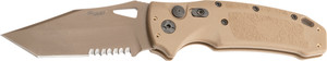 Hogue K320a M17 3.5" Auto Fldr - Tanto Part Serrated Poly Tan<