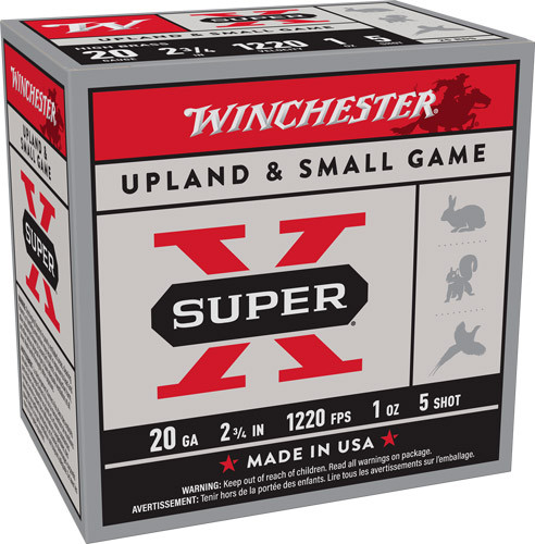 Winchester Super-x 20ga 2.75" - 1oz #5 1220fps 25rd 10bx/cs