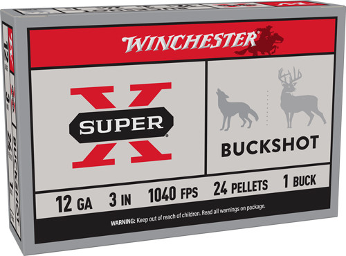 Winchester Super-x 12ga 3" - #1 Buck 24 Pellets 5rd 50bx/cs