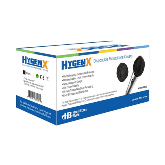 HygenX™ Sanitary, Disposable Microphone Covers – Box of 100 – BLACK