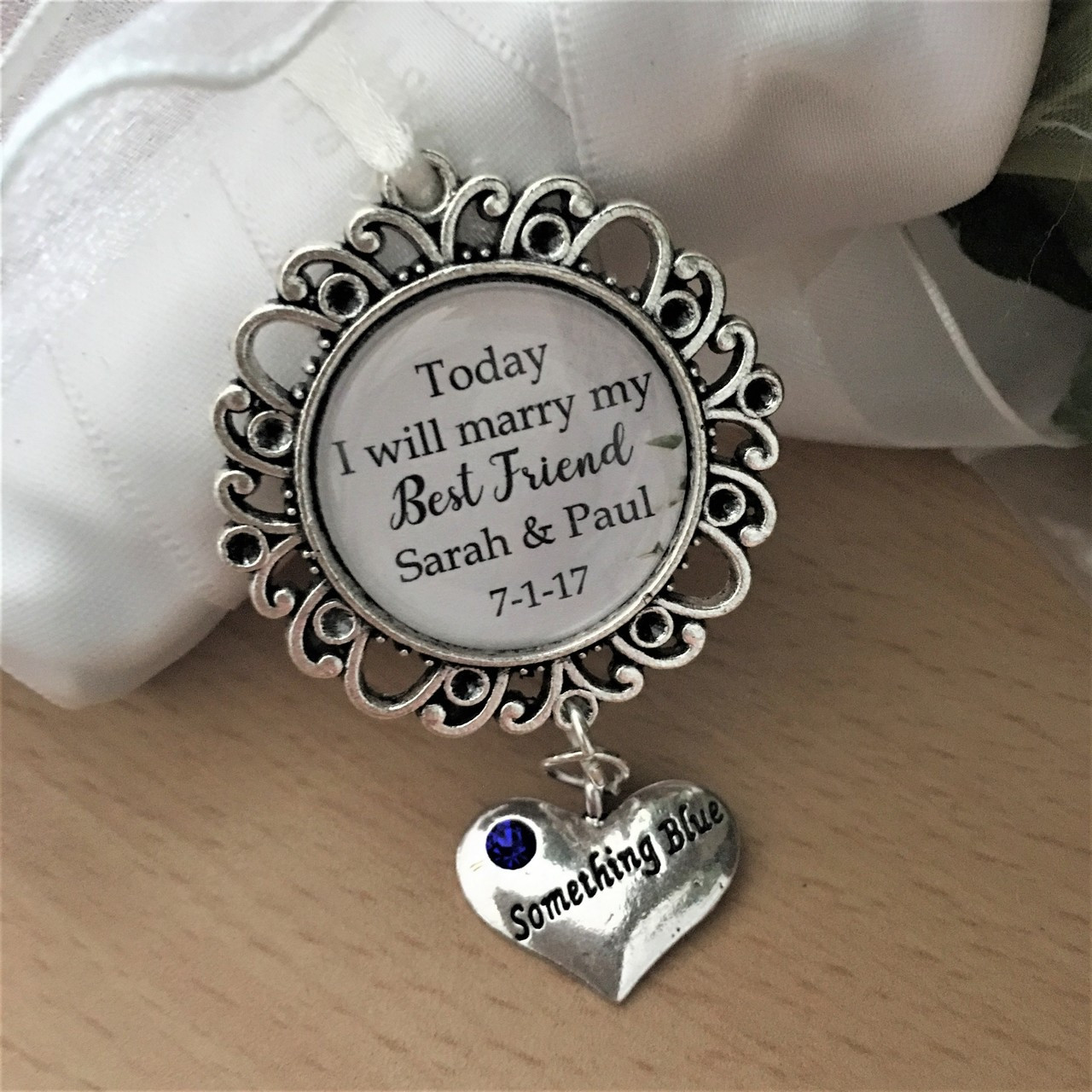 Products :: Something Blue Bridal Bouquet Photo Charm,Bridal