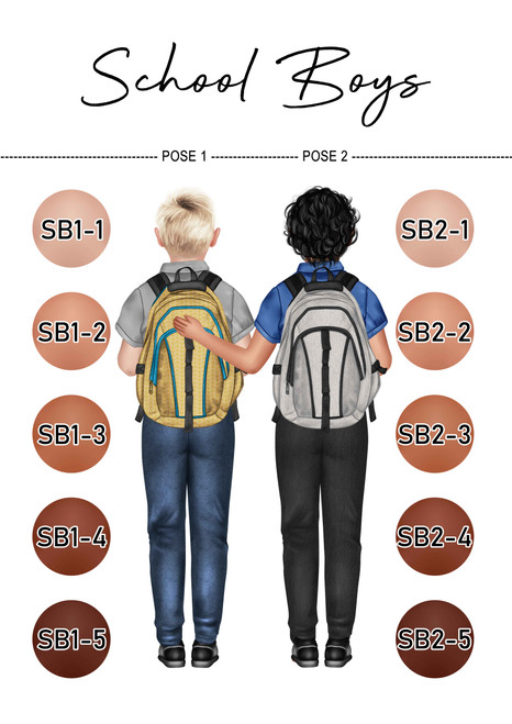 School Boy Poses & Skin Tone