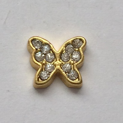 Butterfly with Crystals Charm Gold