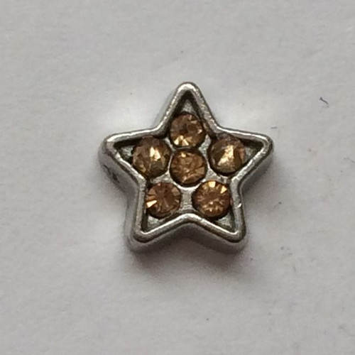 Star Gold Crystals Charm Silver