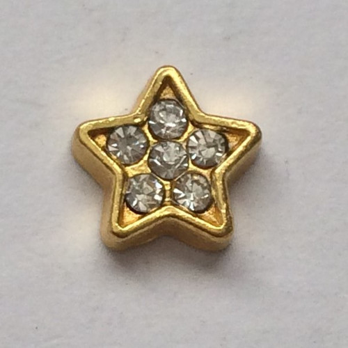 Star Clear Crystals Charm Gold