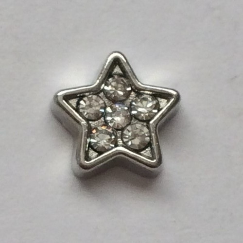 Star Clear Crystals Charm Silver