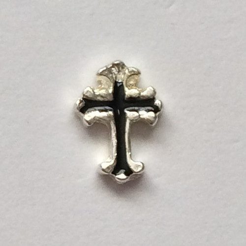 Cross Black Silver Charm