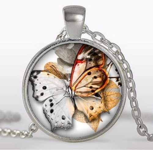 Butterfly Cabochon Pendant 25mm Style 8