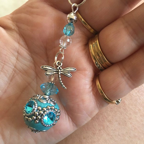 Bag Charm / Keyring Turquoise Style 1 with Dragonfly Bag Charm / Keyring Turquoise Style 1 with Dragonfly