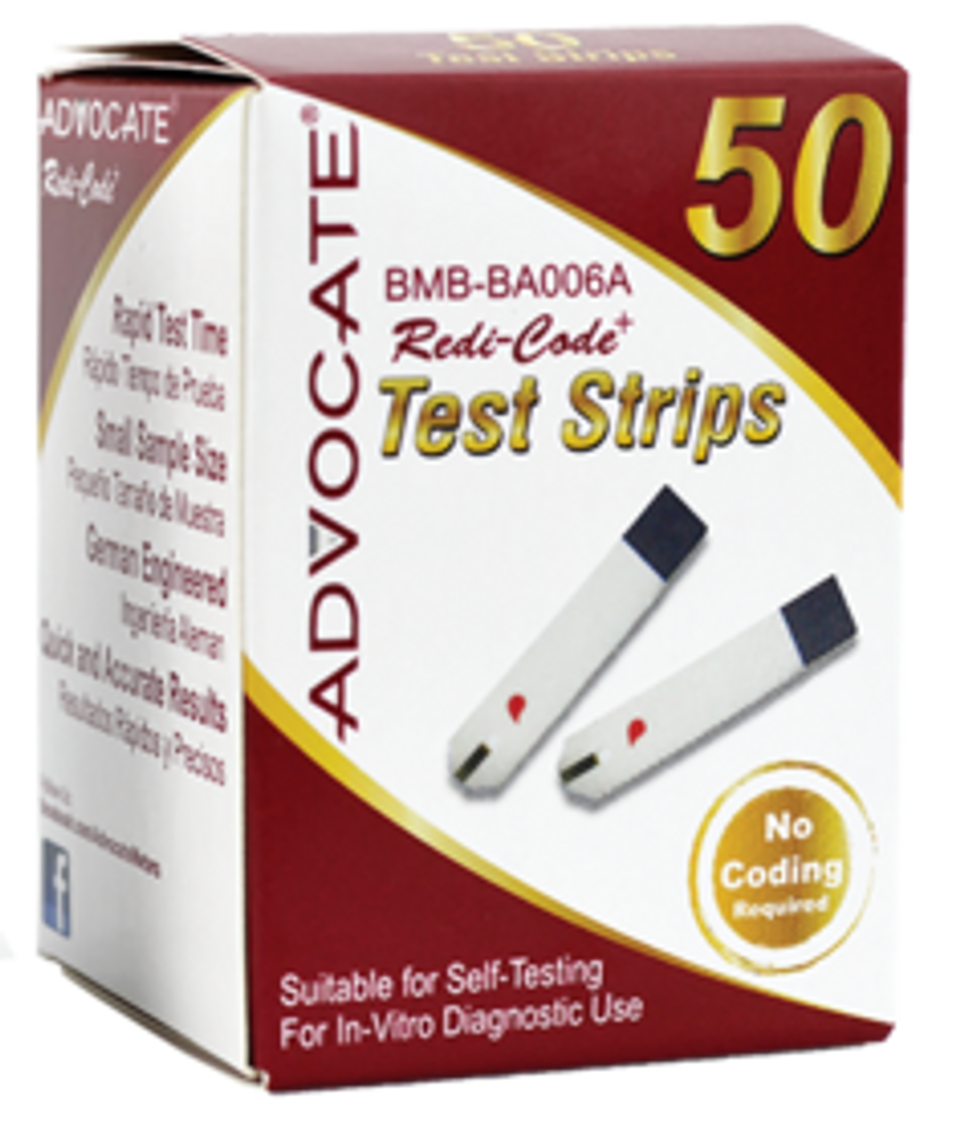 Pharma Supply 2 Advocate RediCode Plus Glucose Test Strip (50 count) Medical Mega