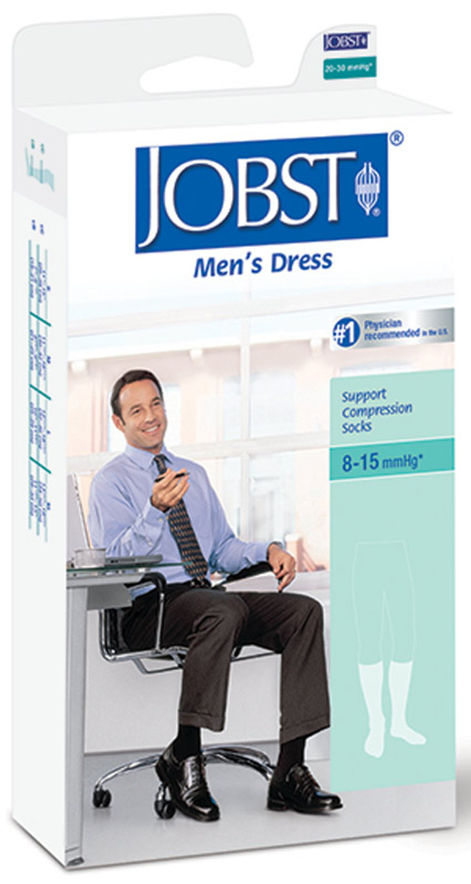 JOBST forMen Casual Compression Socks, 20-30 mmHg, Knee High, Closed Toe,  Black, X-Large Full Calf 